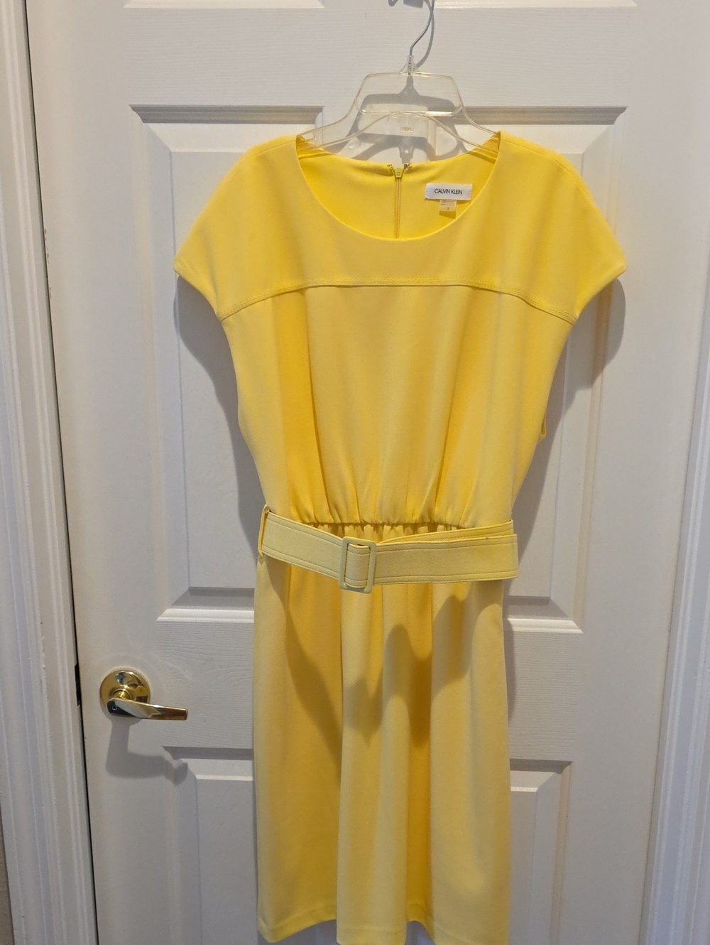 Calvin Klein Sunny Yellow Belted Midi Dress